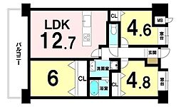 グランディール上新庄 3LDKの間取図画像