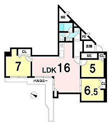 エバーグリーン淀川4号館 2SLDKの間取図画像
