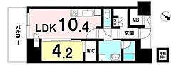 ジオタワー大阪十三 1LDKの間取図画像
