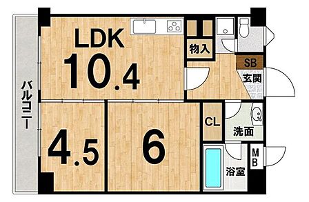 2LDK 間取り