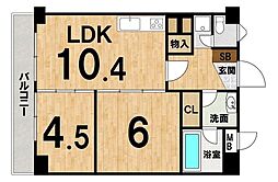 新大阪ハイツ 2LDKの間取図画像