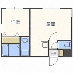 アール栄通 1LDKの間取図画像