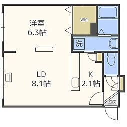 コラージュ琴似 1LDKの間取図画像