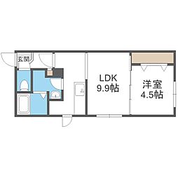サンライン南郷 1LDKの間取図画像