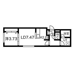 シャンボール琴似 1LDKの間取図画像