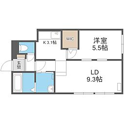PartureN21 1LDKの間取図画像