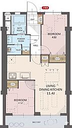 豊田第一コーポラス 2LDKの間取図画像