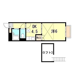パインヒルズ西明石 1DKの間取図画像