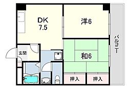ミクロハイム 2DKの間取図画像