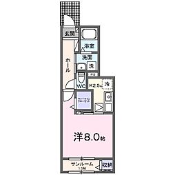 ガーデンハウス・KV 1Kの間取図画像