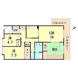 ラ・メール狩口3 3LDKの間取図画像