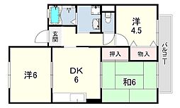 プリシェール南別府 3DKの間取図画像