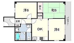 サンシャイン舞子 3DKの間取図画像