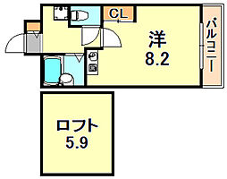 ロイヤルアーク 1Kの間取図画像