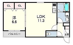 ジーメゾン明石魚住2 1LDKの間取図画像