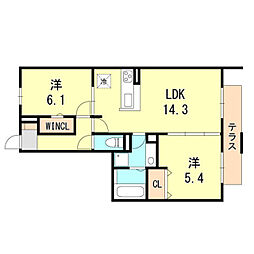 和庵 2LDKの間取図画像