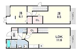 クレール有瀬 2LDKの間取図画像