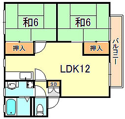 メルヴィルA棟 2LDKの間取図画像