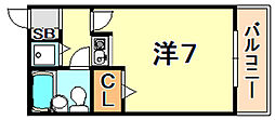 エスコートパレス 1Kの間取図画像