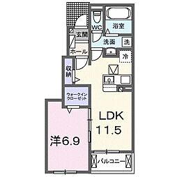 ライラック 1LDKの間取図画像