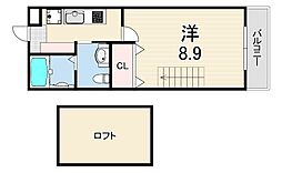 アロハ舞子 1Kの間取図画像