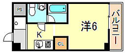 パラディッソコート 1Kの間取図画像