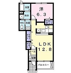 ウエストヒルズB 2LDKの間取図画像