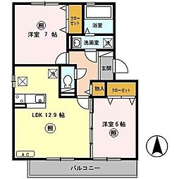 グランドアトリオ神戸西D 2LDKの間取図画像