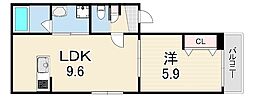 sentir 1LDKの間取図画像