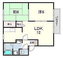 てらじまファミリー 2LDKの間取図画像