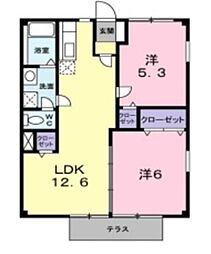 ハイム佐々木 2LDKの間取図画像