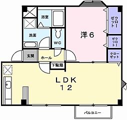 ささお壱番館 2DKの間取図画像