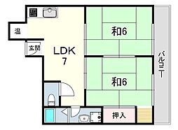 エクセル多聞 2LDKの間取図画像