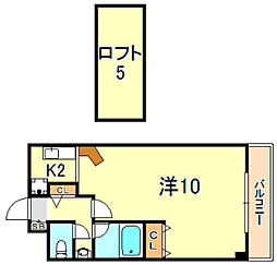 モンサンルージュ 1Kの間取図画像