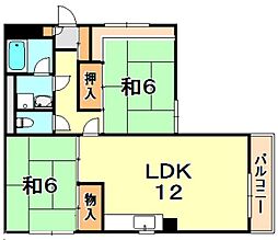 山手ハイツ 2LDKの間取図画像