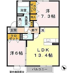 リバーハイム谷八木 2LDKの間取図画像