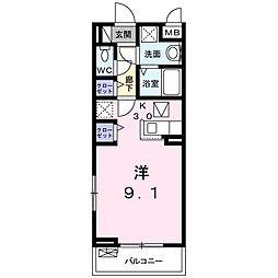 ガーデンハウスK2 1Kの間取図画像