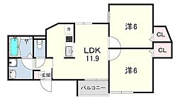 SApt. 2LDKの間取図画像