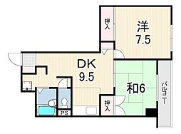 グリシーヌ静徳 2DKの間取図画像