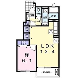 ソレイユ土山2 1LDKの間取図画像