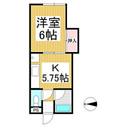 中央ハイツ 1Kの間取図画像