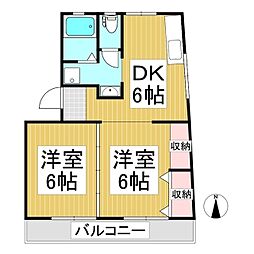 緑ロイヤルハイツ 2DKの間取図画像
