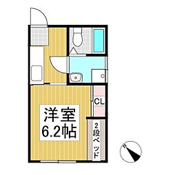 アバンセ上田寮 1Kの間取図画像