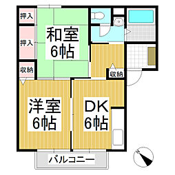 フレグランスプレミエール2 2DKの間取図画像