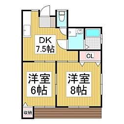 林アパート 2DKの間取図画像