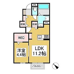 エリア66N 1LDKの間取図画像