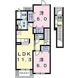 アルトピアーノB 2LDKの間取図画像