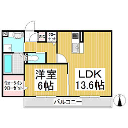 ルピナ上田材木町 1LDKの間取図画像