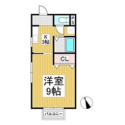 グリーンハウスイデ 1Kの間取図画像