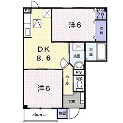 グリーンカルム 2DKの間取図画像